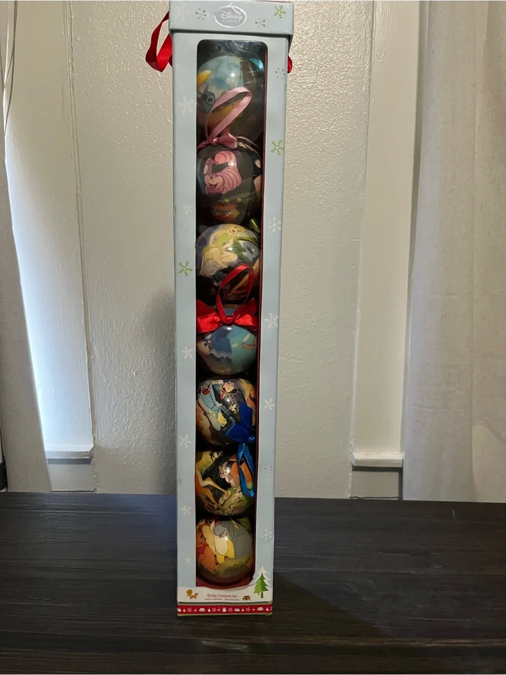 Vintage World Disney Classic Films Decoupage Collect Xmas Ornament set 7pc RARE!